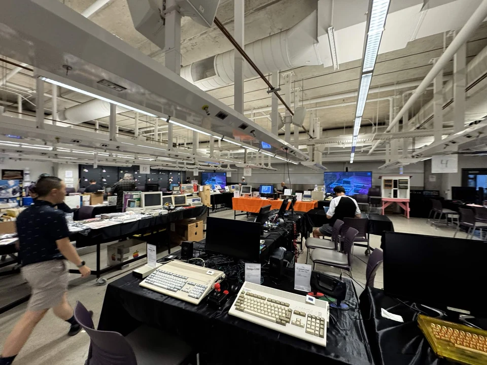 Computer exhibits and visitors across the WoRC Expo 2026 show floor